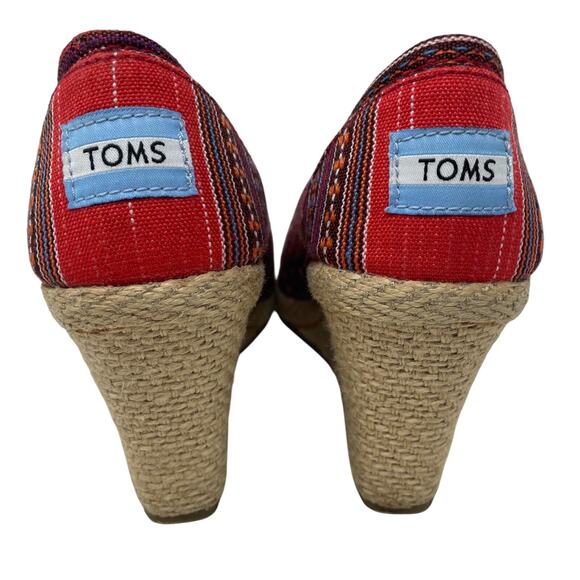 Toms Lina Aztec Print Peep Toe Espradille Wedges Women’s Size 6.5 - Picture 8 of 9